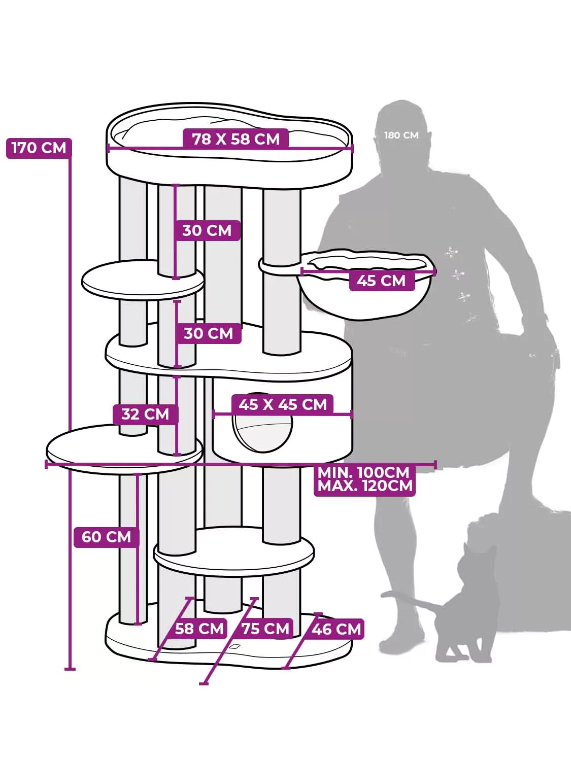 Isabella 170 Grijze Kattenkrabpaal - Afbeelding 11