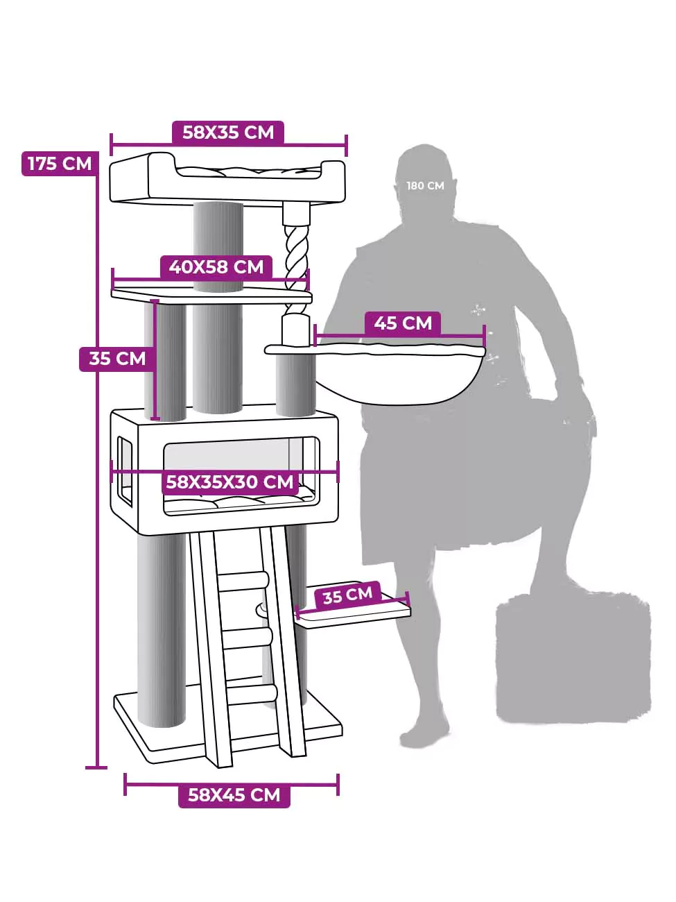 Parklane 175 Cappuccino Kattenkrabpaal - Afbeelding 11