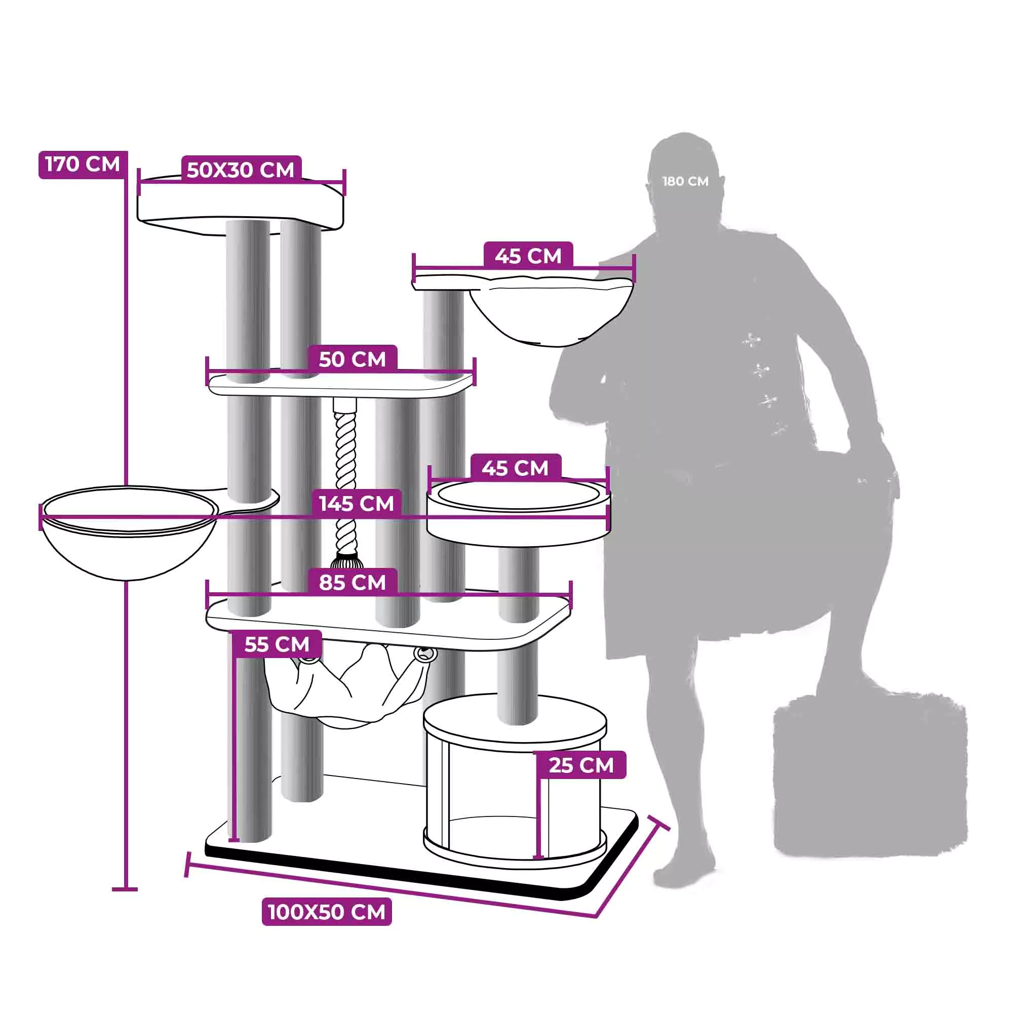 Vista 170 Grijze Kattenkrabpaal - Afbeelding 12